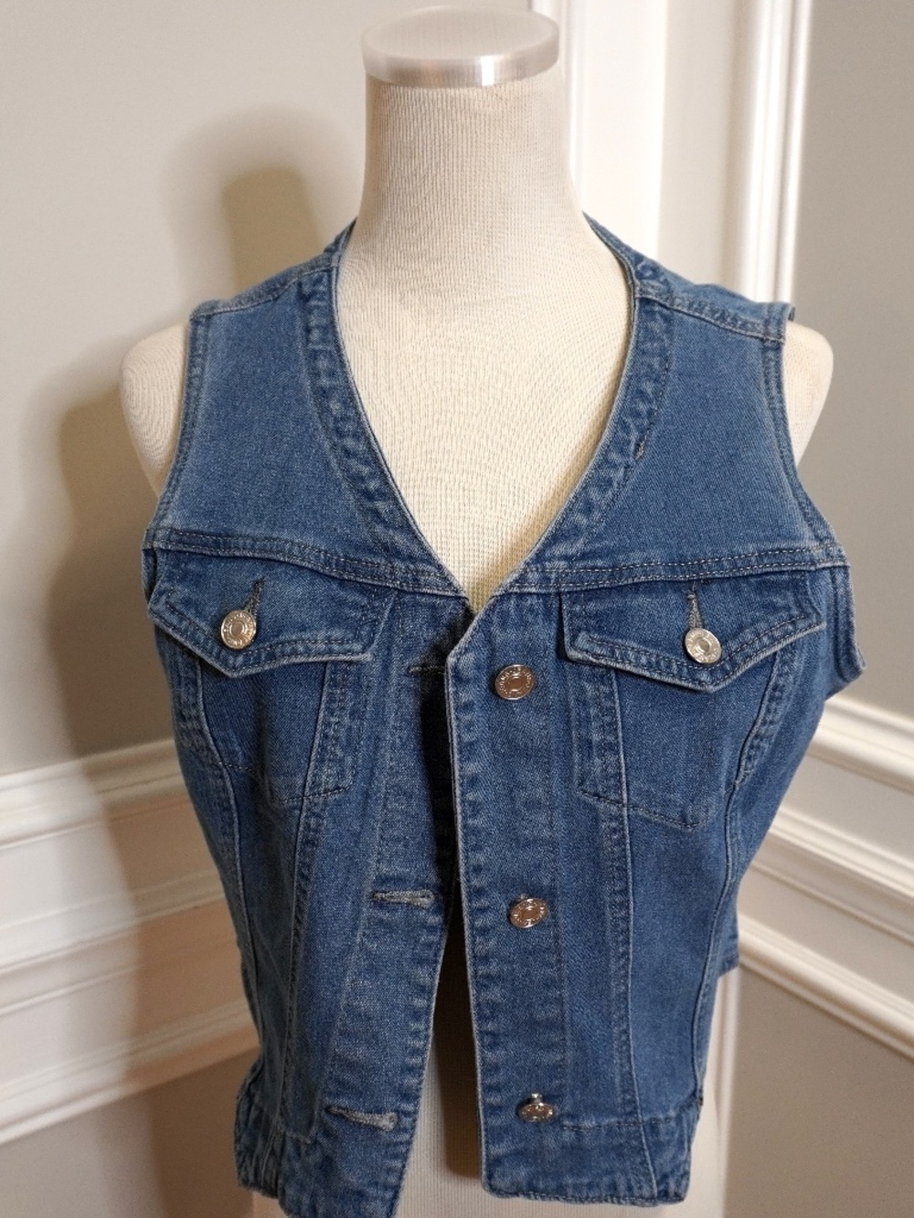 Emerson Lang, Cropped Strech Denim Vest, Size M